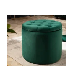 Invicta Interior Pufa FABIO II 50 Cm Aksamit szmaragdowa zieleń