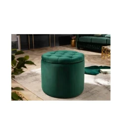 Invicta Interior Pufa FABIO II 50 Cm Aksamit szmaragdowa zieleń