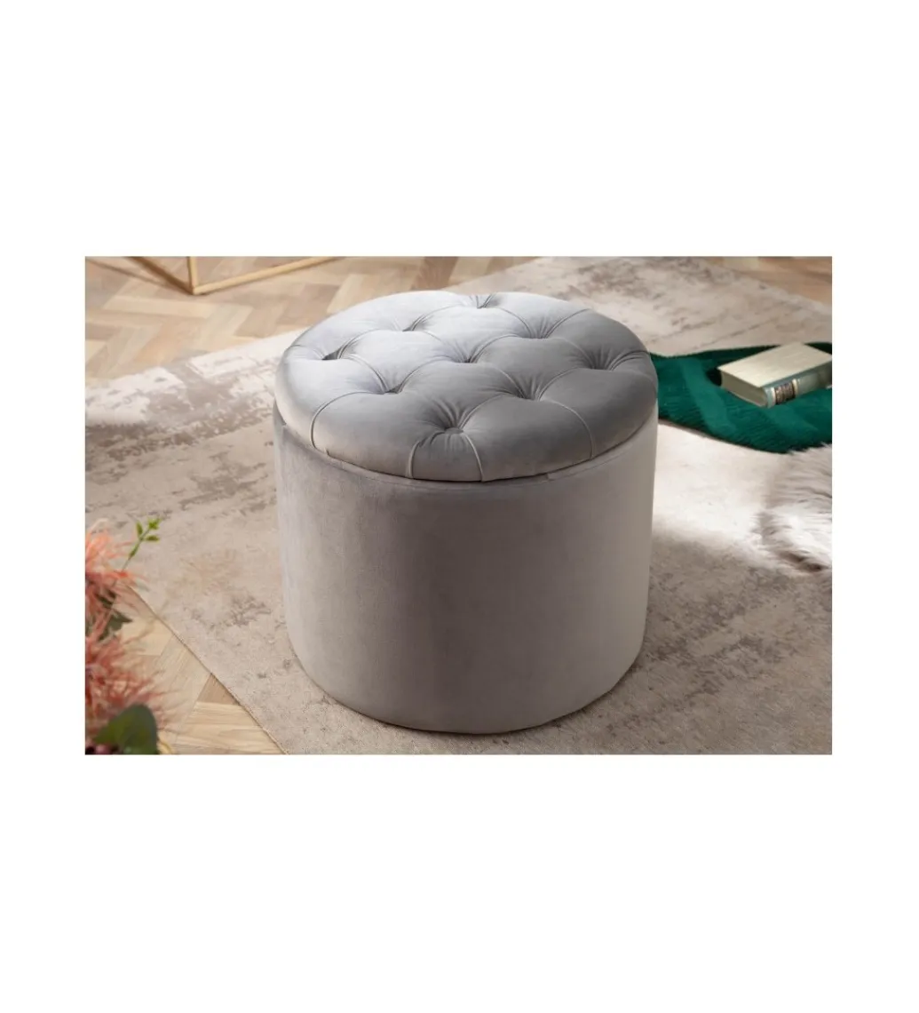 Invicta Interior Pufa Modern Barock 50 Cm srebrnoszara