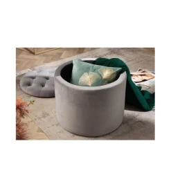 Invicta Interior Pufa Modern Barock 50 Cm srebrnoszara