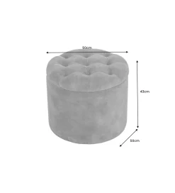 Invicta Interior - przedsprzedaż Pufa MODERN BAROCK STORAGE 50 cm welur szary