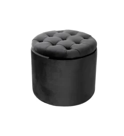 Invicta Interior - przedsprzedaż Pufa MODERN BAROCK STORAGE 50 cm welur szary