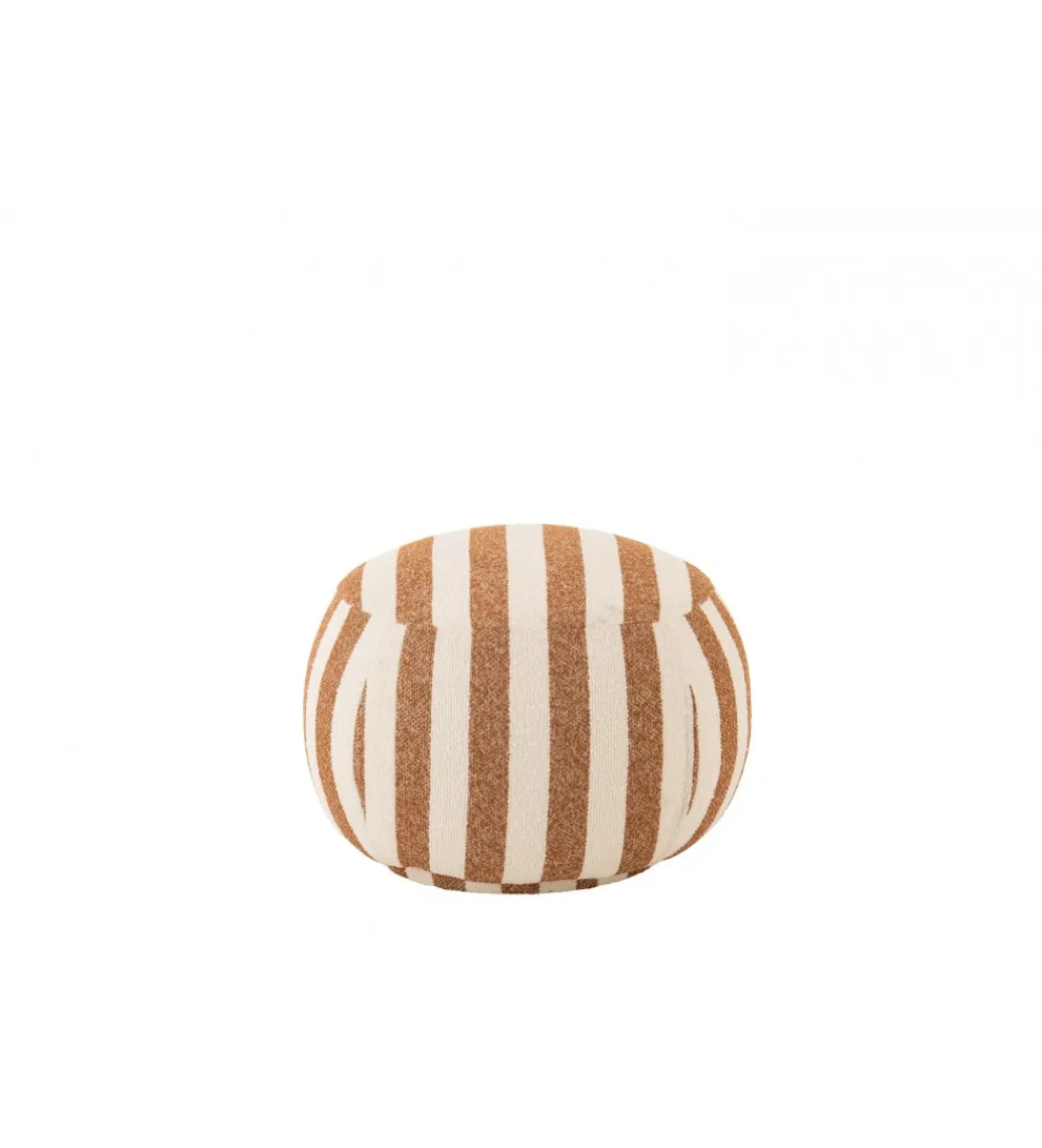 J-Line Pufa STRIPED 61 cm białokarmelowy