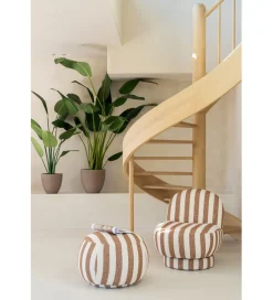 J-Line Pufa STRIPED 61 cm białokarmelowy