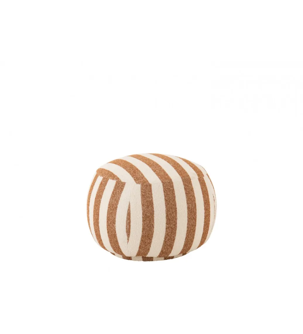 J-Line Pufa STRIPED 61 cm białokarmelowy