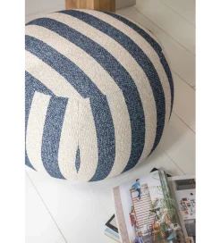 J-Line Pufa STRIPED 45 cm niebiesko biała