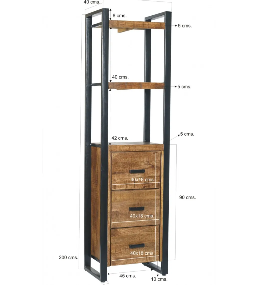 LF-Design Regał NAIROBI 200 x 55 cm drewno mango