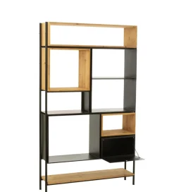 J-Line Regał TINA 110 cm x 185 cm drewno jodła czarny