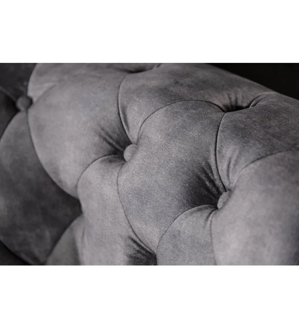 Invicta Interior Sofa ARIELLE Chesterfield 205 Cm szary aksamit