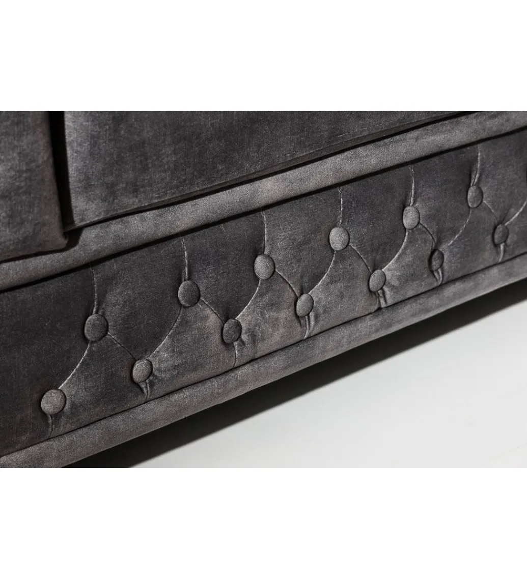 Invicta Interior Sofa ARIELLE Chesterfield 205 Cm szary aksamit