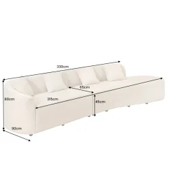 Invicta Interior Sofa ATELIER L 330 cm 3-osobowa bouclé beżowa