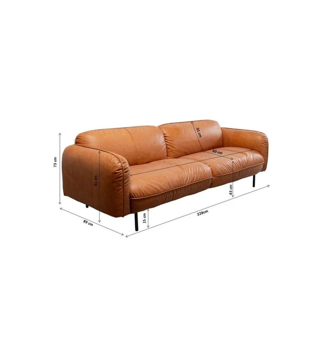 KDesign Sofa CALGARY 228 cm skórzana brązowa