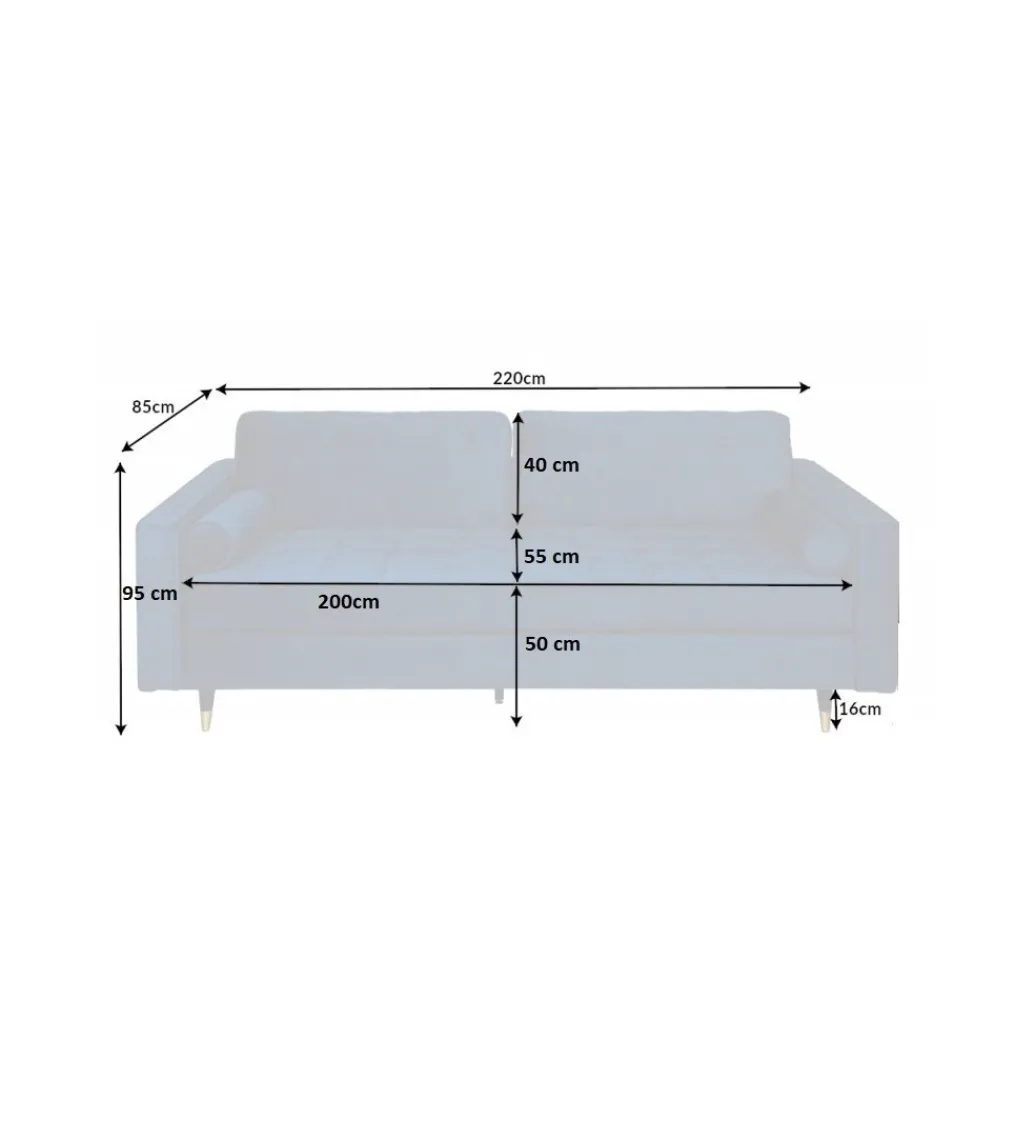 Invicta Interior Sofa CANIS velvet 220 cm szmaragdowo zielony aksamit