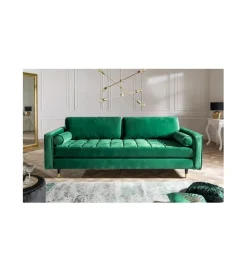 Invicta Interior Sofa CANIS velvet 220 cm szmaragdowo zielony aksamit