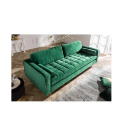 Invicta Interior Sofa CANIS velvet 220 cm szmaragdowo zielony aksamit