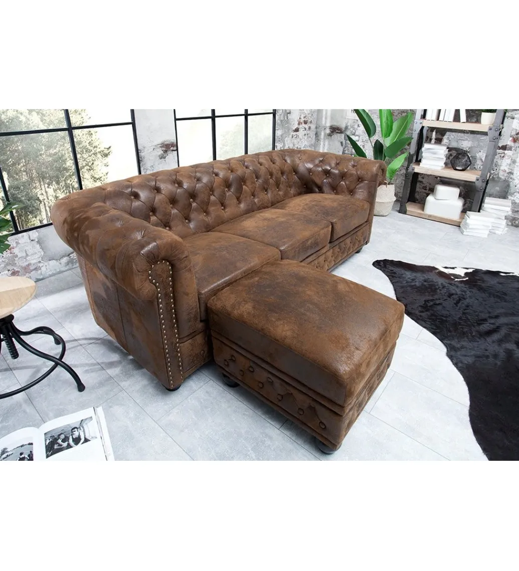 Invicta Interior Sofa Chesterfield 205 cm antyczny brąz