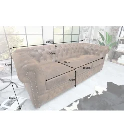 Invicta Interior Sofa Chesterfield 205 cm antyczny brąz