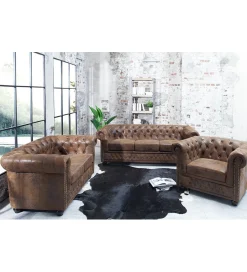 Invicta Interior Sofa Chesterfield 205 cm antyczny brąz