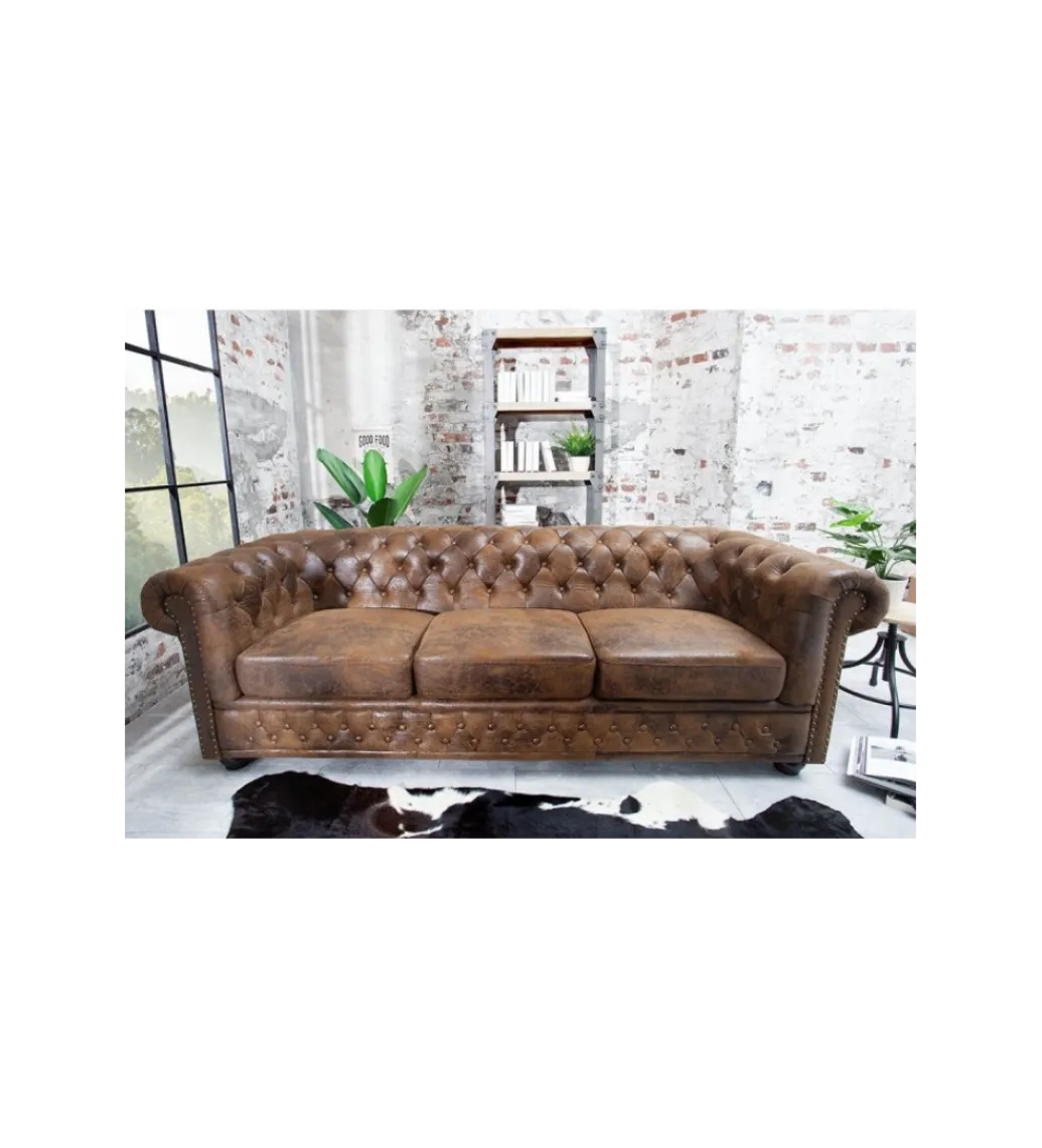 Invicta Interior Sofa Chesterfield 205 cm antyczny brąz