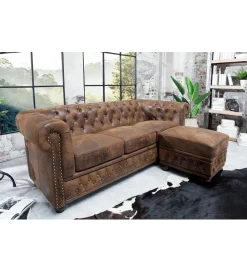 Invicta Interior Sofa Chesterfield 205 cm antyczny brąz