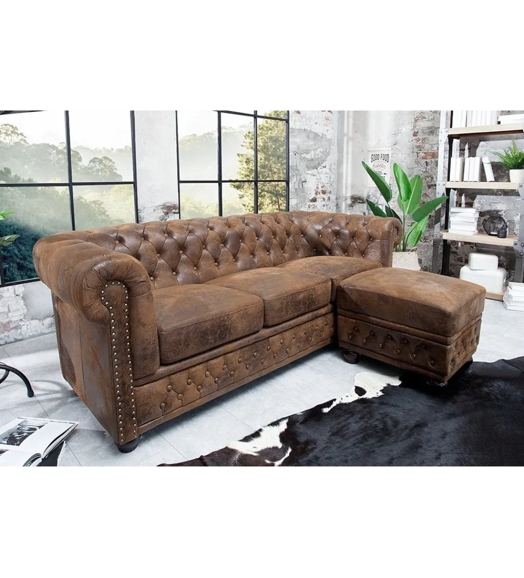 Invicta Interior Sofa Chesterfield 205 cm antyczny brąz