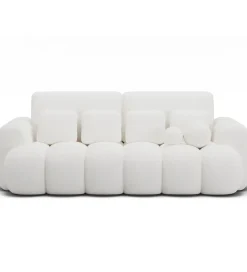 ZDLINNEO Sofa COTTONN 256 cm z funkcją spania biała tkanina paolli 01