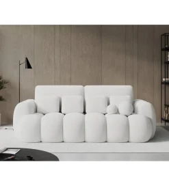 ZDLINNEO Sofa COTTONN 256 cm z funkcją spania biała tkanina paolli 01