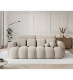 ZDLINNEO Sofa COTTONN 256 cm z funkcją spania kremowy tkanina royal 18