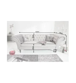 Invicta Interior Sofa Euphoria 225 cm srebrno szara