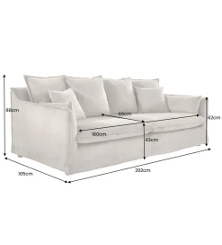 Invicta Interior Sofa HEAVEN 200 cm cord greige