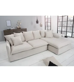 Invicta Interior Sofa Narożna HEAVENLY Heaven 255 Cm naturalny len