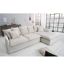 Invicta Interior Sofa Narożna HEAVENLY Heaven 255 Cm naturalny len