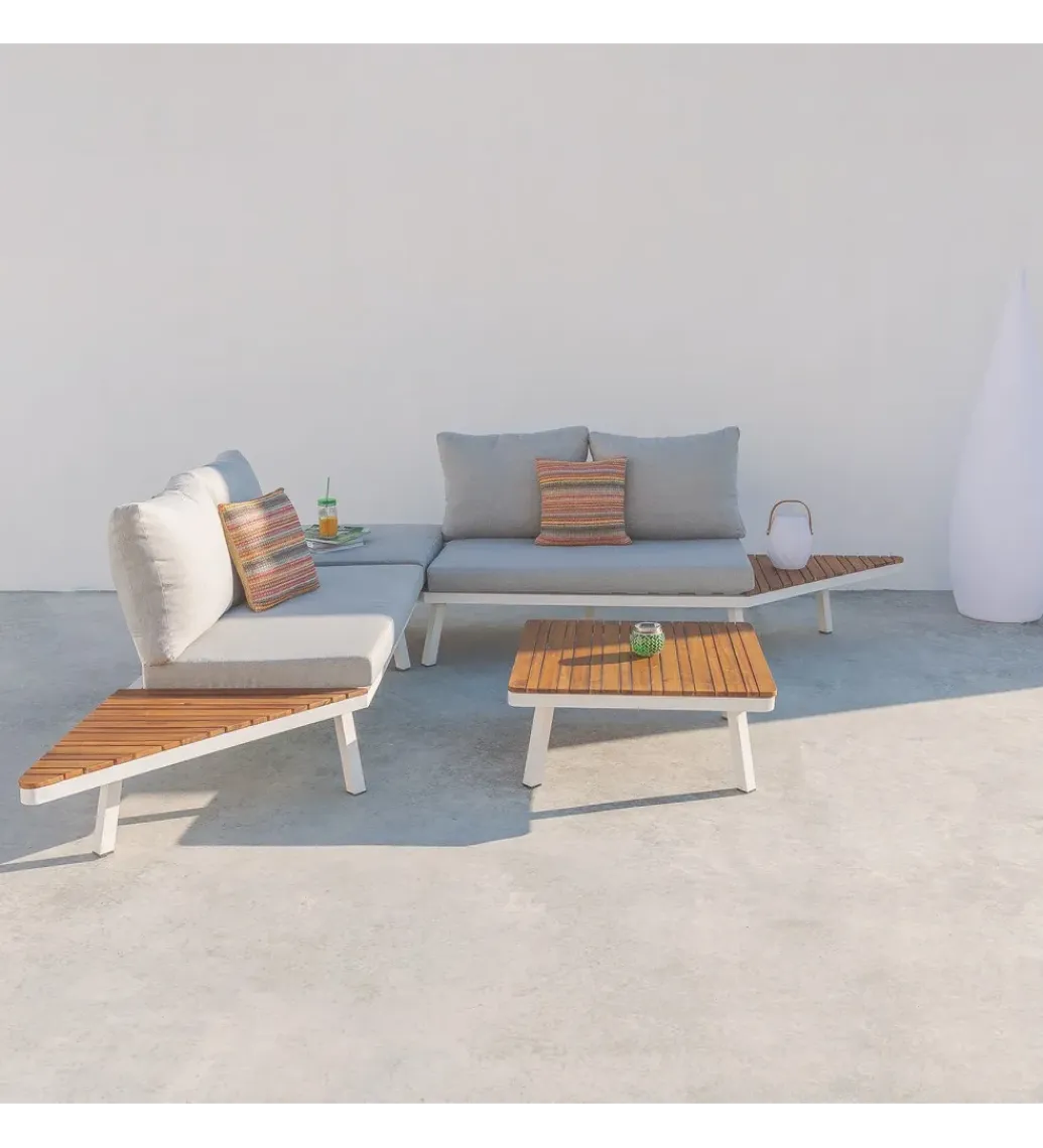 Zona-Design Sofa ogrodowa SASKIA 260 cm drewno akacja nogi białe