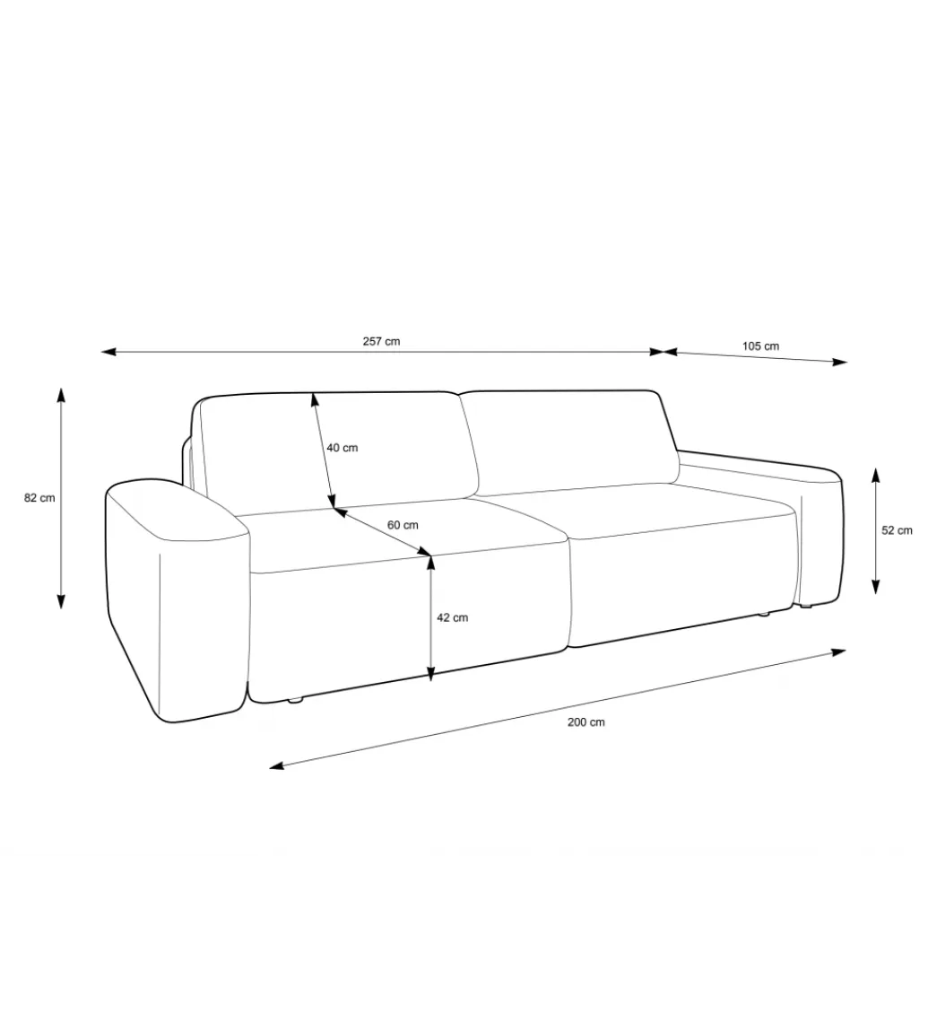 Zona-Design.pl Sofa PULIA 238 cm z funkcją spania z pojemnikiem na pościel