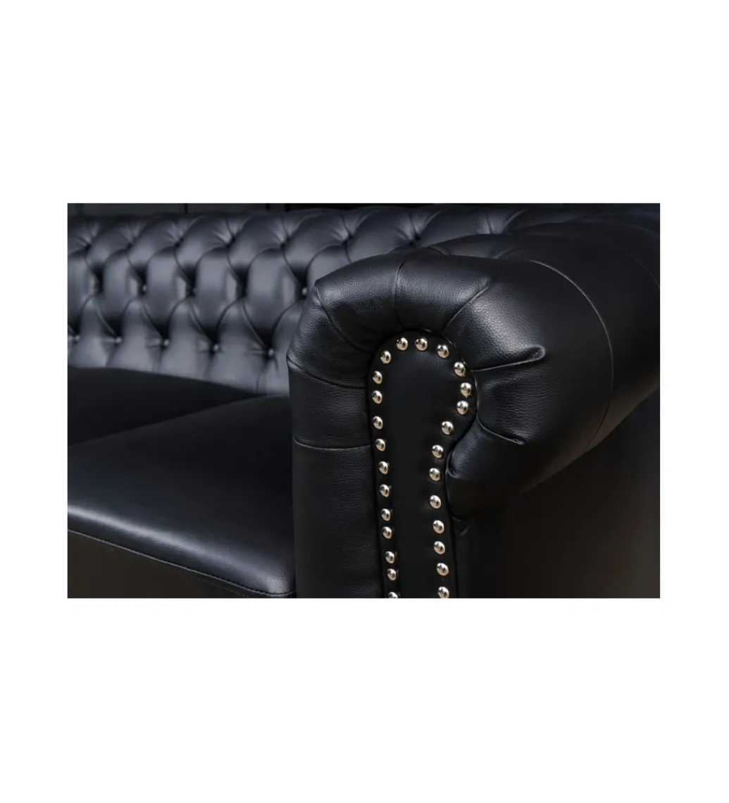 Invicta Interior Sofa RONNI Chesterfield 205 cm czarna