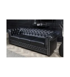 Invicta Interior Sofa RONNI Chesterfield 205 cm czarna