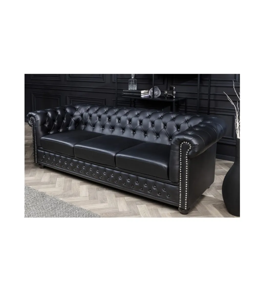 Invicta Interior Sofa RONNI Chesterfield 205 cm czarna