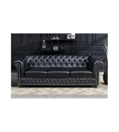 Invicta Interior Sofa RONNI Chesterfield 205 cm czarna