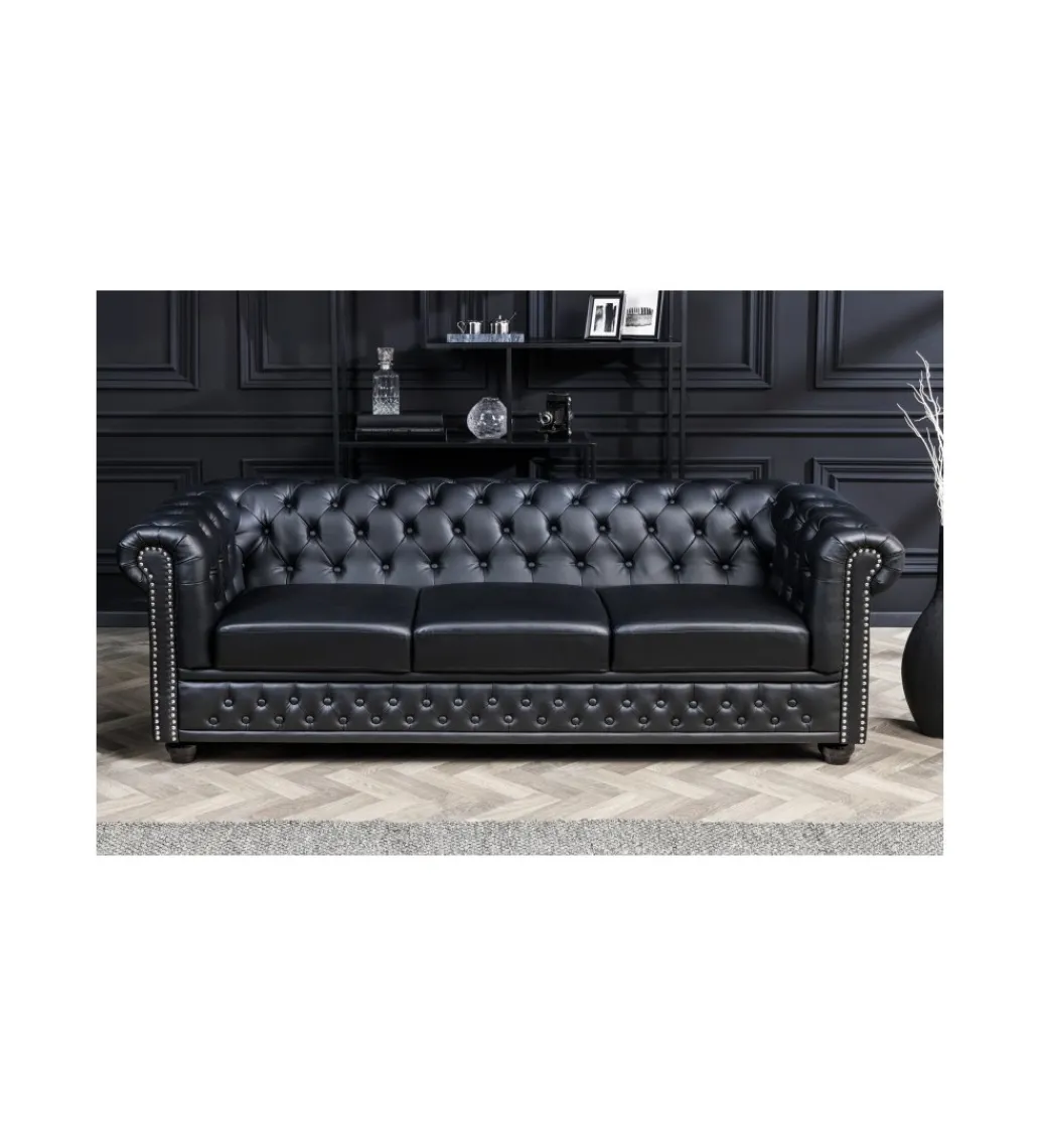 Invicta Interior Sofa RONNI Chesterfield 205 cm czarna