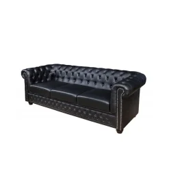 Invicta Interior Sofa RONNI Chesterfield 205 cm czarna