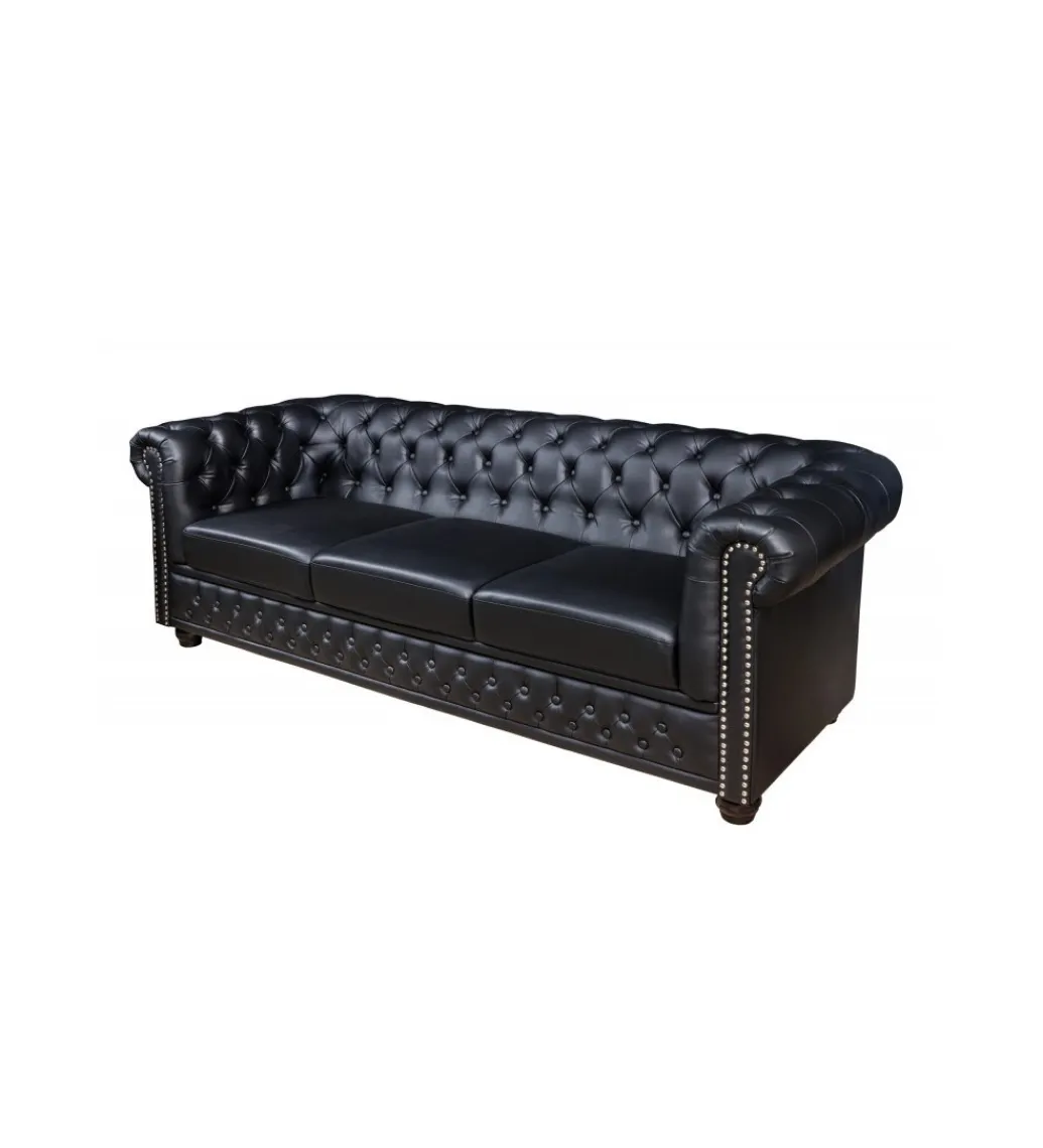 Invicta Interior Sofa RONNI Chesterfield 205 cm czarna