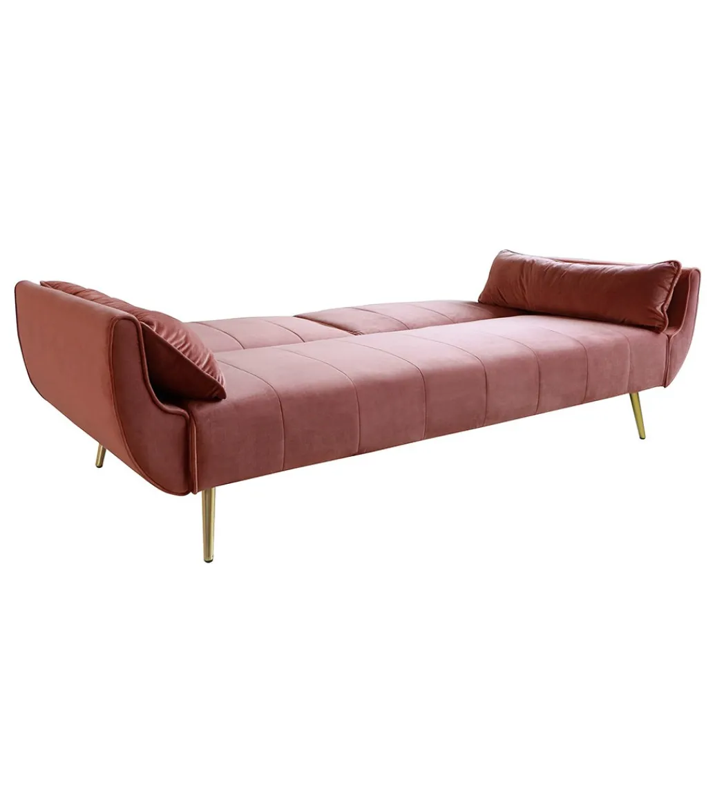 Invicta Interior Sofa rozkładana BELLA 215 cm różany aksamit Puella