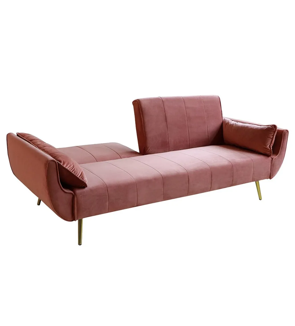 Invicta Interior Sofa rozkładana BELLA 215 cm różany aksamit Puella