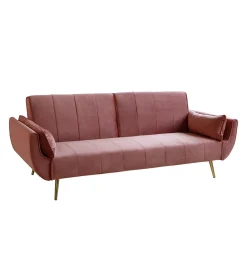 Invicta Interior Sofa rozkładana BELLA 215 cm różany aksamit Puella