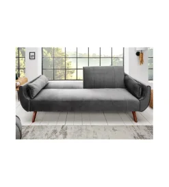 Invicta Interior Sofa rozkładana BELLA 215 cm srebrno szary aksamit Puella