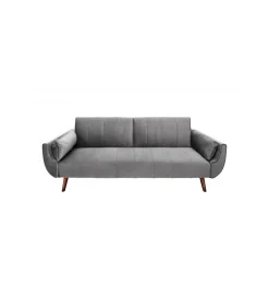 Invicta Interior Sofa rozkładana BELLA 215 cm srebrno szary aksamit Puella