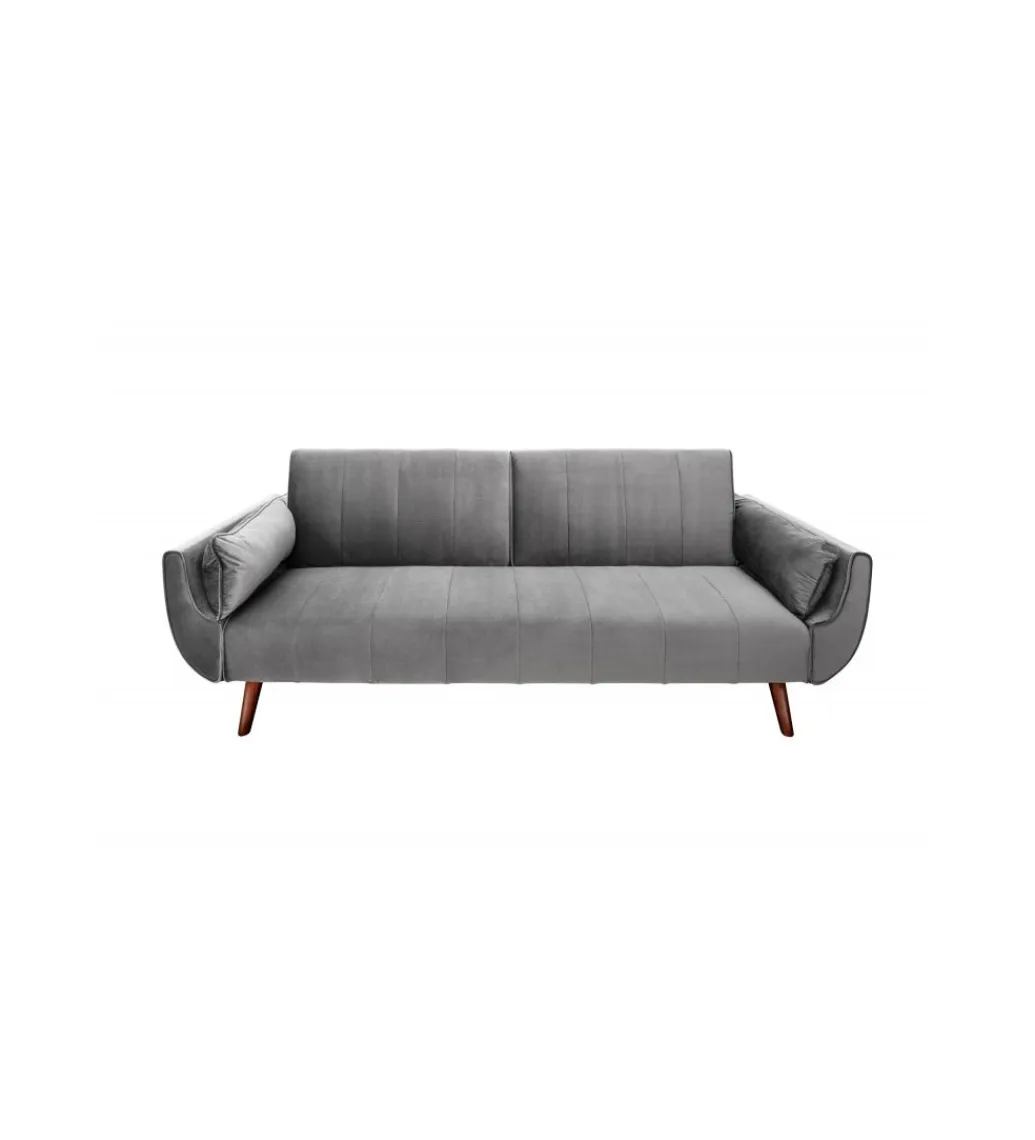 Invicta Interior Sofa rozkładana BELLA 215 cm srebrno szary aksamit Puella