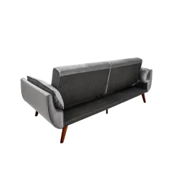 Invicta Interior Sofa rozkładana BELLA 215 cm srebrno szary aksamit Puella