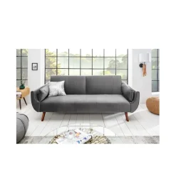 Invicta Interior Sofa rozkładana BELLA 215 cm srebrno szary aksamit Puella