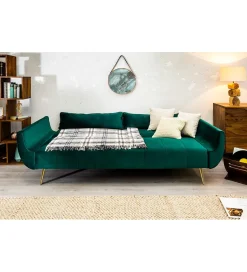 Invicta Interior Sofa rozkładana BELLA II 215 cm zielony aksamit Puella